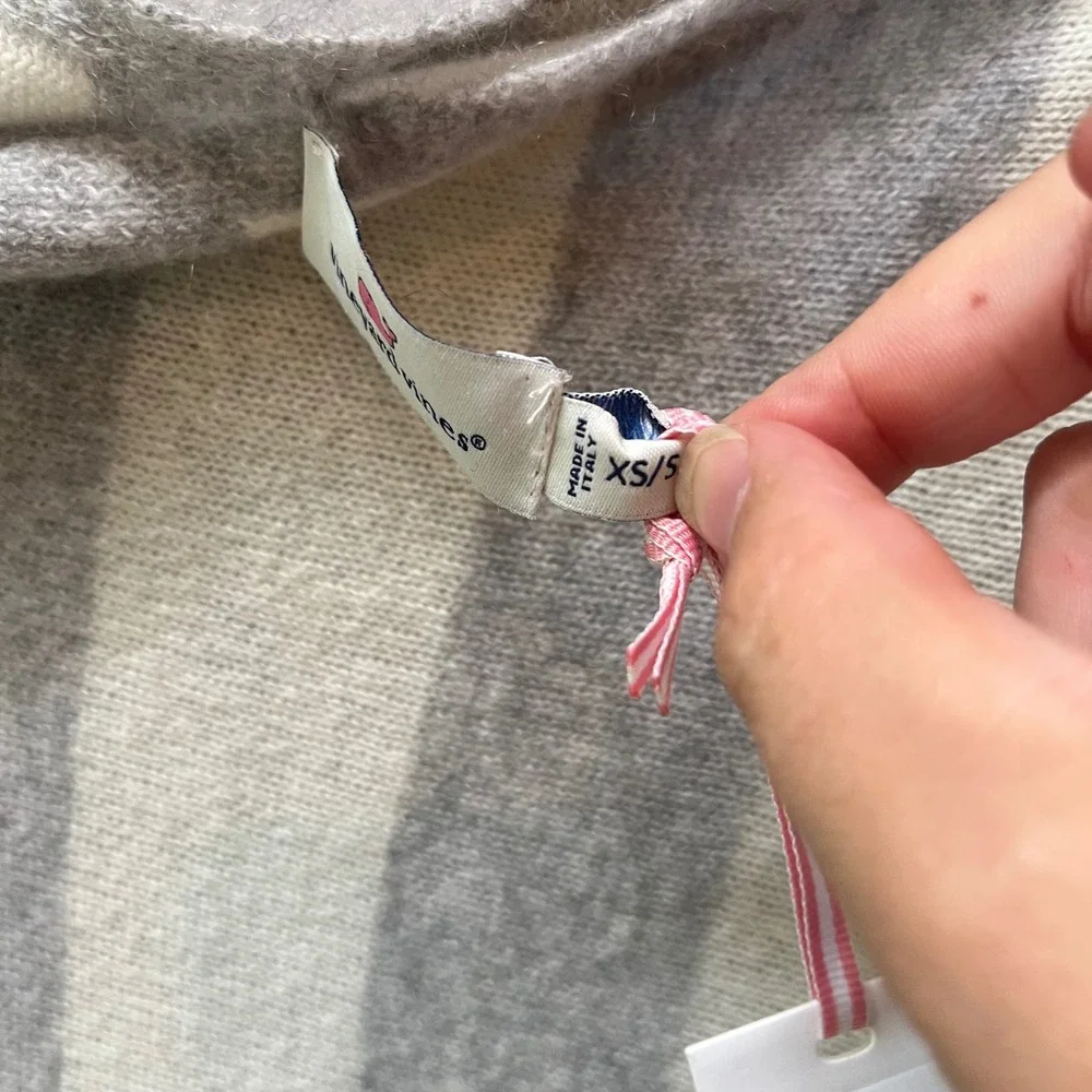 Vineyard Vines Cashmere Tipped Poncho Gray Frost Striped Wrap 2X001053-4103 XS/S